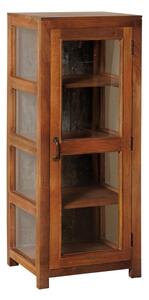 Vitrina din lemn reciclat si sticla, cu usa, aspect rustic, Marcel