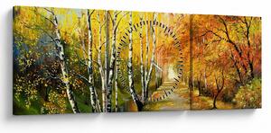 Tablou - Alee romantică de-a lungul apei, pictură în ulei (cu ceas) (90x30 cm)