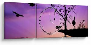 Tablou - Siluetele animalelor (cu ceas) (90x30 cm)