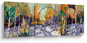 Tablou - Drum înzăpezit prin pădure (cu ceas) (90x30 cm)