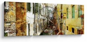 Tablou - Strada din Veneția (cu ceas) (90x30 cm)