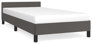 Cadru de pat cu tăblie, gri, 100x200 cm, piele ecologică