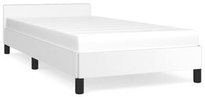 Cadru de pat cu tăblie, alb, 80x200 cm, piele ecologică