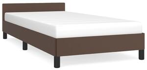Cadru de pat cu tăblie, maro, 90x200 cm, piele ecologică