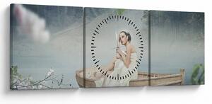Tablou - Femeia pe barcă (cu ceas) (90x30 cm)