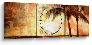 Tablou - Palmieri pe plajă (cu ceas) (90x30 cm)
