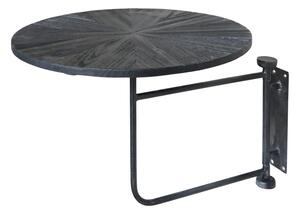 Masuta laterala de perete, neagra, din lemn masiv si metal D35cm, Clayn