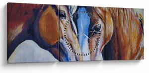 Tablou - Caii îndrăgostiți (cu ceas) (90x30 cm)