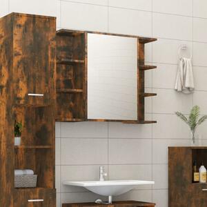 Dulap baie cu oglindă stejar fumuriu 80x20,5x64cm lemn compozit