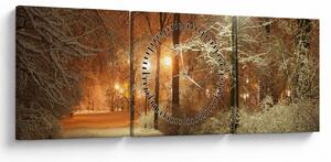 Tablou - Parcul înzăpezit (cu ceas) (90x30 cm)