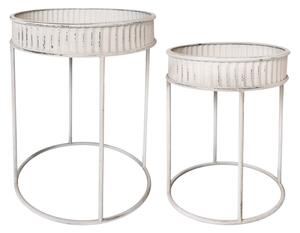 Set 2 masute din metal si MDF, cu margini decorative