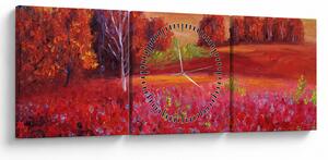 Tablou - Peisaj roșu (cu ceas) (90x30 cm)