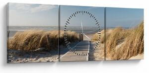 Tablou - Plaja cu nisip de pe insula Langeoog, Germania (cu ceas) (90x30 cm)
