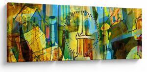 Tablou - Arhitectură, abstractizare cubistă (cu ceas) (90x30 cm)