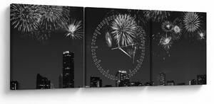 Tablou - Artificii in Miami (cu ceas) (90x30 cm)