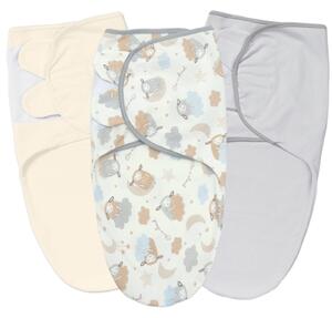 Set 3 sisteme de infasat reglabil din bumbac 0-3 luni Kidizi On a Cloud Pastel, 100% bumbac