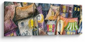 Tablou - Oraș western (cu ceas) (90x30 cm)