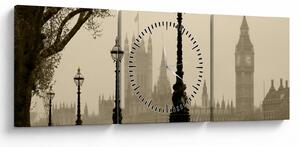 Tablou - Londra în ceață, Anglia (cu ceas) (90x30 cm)