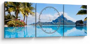 Tablou - Bora-Bora, Polinezia Franceză (cu ceas) (90x30 cm)