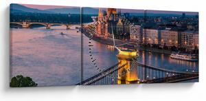 Tablou - Panorama orașului Budapesta, Ungaria (cu ceas) (90x30 cm)