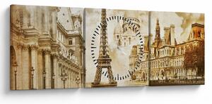 Tablou - Monumente din Paris (cu ceas) (90x30 cm)