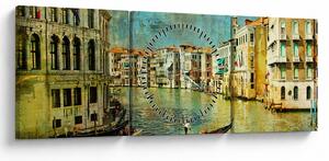 Tablou - Canalul de la Veneția și gondole (cu ceas) (90x30 cm)