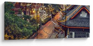 Tablou - Qintai Road, Chengdu, China (cu ceas) (90x30 cm)