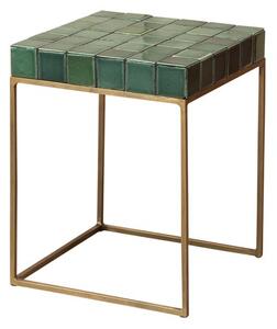 Masuta laterala, din metal si ceramica, green Porto