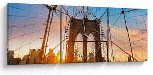Tablou - Podul Brooklyn, Manhattan, New York (cu ceas) (90x30 cm)