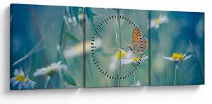 Tablou - Fluture pe margaretă (cu ceas) (90x30 cm)