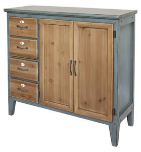 Bufet din lemn masiv si metal, aspect rustic