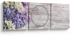 Tablou - Liliac pe lemn (cu ceas) (90x30 cm)