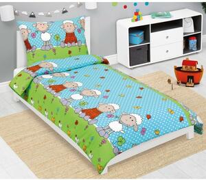 Bellatex Lenjerie de pat pentru copii din crep Albastru oaie, 140 x 200, 70 x 90 cm