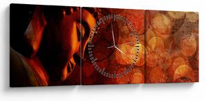 Tablou - Buddha în nuanțe roșii (cu ceas) (90x30 cm)