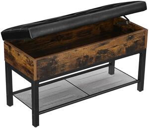 Banca cu pantofar TAYLOR 70x30 cm, maro rustic/negru