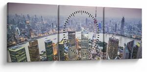Tablou - Shanghai, China (cu ceas) (90x30 cm)