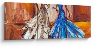 Tablou - Dansatoare, pictură în ulei (cu ceas) (90x30 cm)