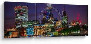 Tablou - Londra seara (cu ceas) (90x30 cm)