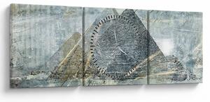 Tablou - Piramide în filtru albastru (cu ceas) (90x30 cm)