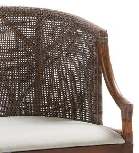 Scaun din ratan si lemn, cu sezut tapitat cu stofa, Fox Luxor Natural, l55xA58xH80 cm