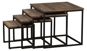 Set 4 masute laterale din metal si lemn de tec, Wicket