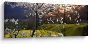 Tablou - Peisaj cu pomul înflorit (cu ceas) (90x30 cm)