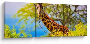 Tablou - Girafa în Africa (cu ceas) (90x30 cm)