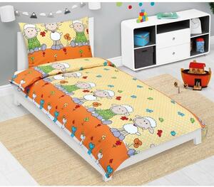 Bellatex Lenjerie de pat creponată pentru copii Oaie galben, 140 x 200, 70 x 90 cm