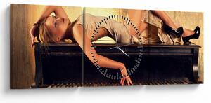 Tablou - Femeia și pian (cu ceas) (90x30 cm)