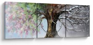 Tablou - Arborele celor patru anotimpuri (cu ceas) (90x30 cm)