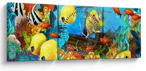 Tablou - Recif de corali colorat (cu ceas) (90x30 cm)