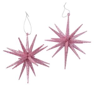 Set 2 ornamente pentru brad, din plastic Tove Roz, Ø15 cm