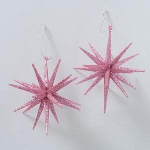 Set 2 ornamente pentru brad, din plastic Tove Roz, Ø15 cm