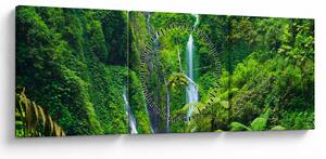 Tablou - Cascada Madakaripura, Java de Est, Indonezia (cu ceas) (90x30 cm)